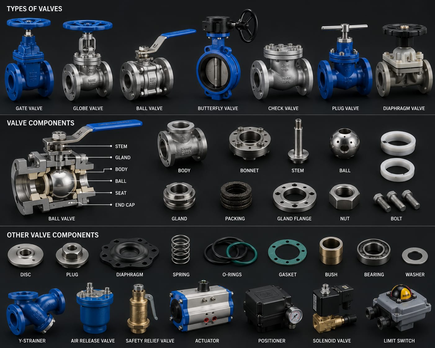 Valve components and internals inspected for dimensional accuracy